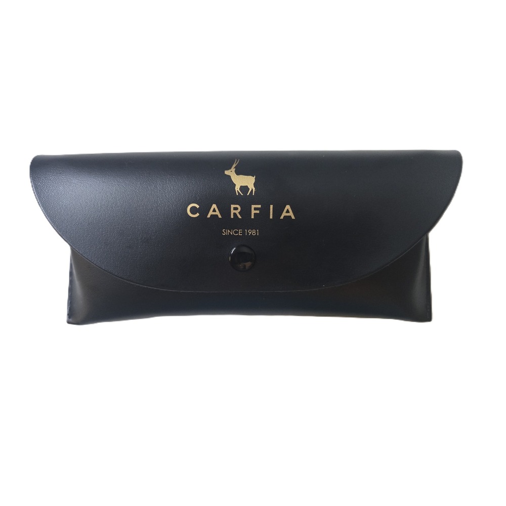 CARFIA Black Faux Leather Snap Closure Hard Case Glasses Sunglasses Holder Pouch